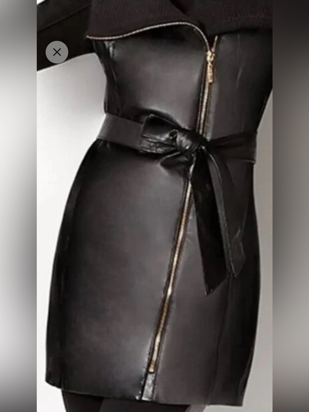 IMAN GLOBAL CHIC ASYMMETRICAL LEATHER ZIP JACKET SIZE L